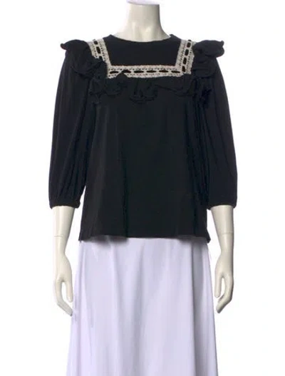 Pre-owned Runway Marc Jacobs Bateau Neckline Three-quarter Sleeve Blouse In Black