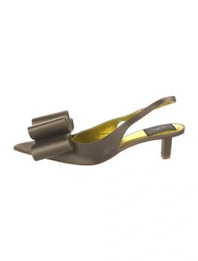 Pre-owned Runway Marc Jacobs Leather Slingback Pumps In Green