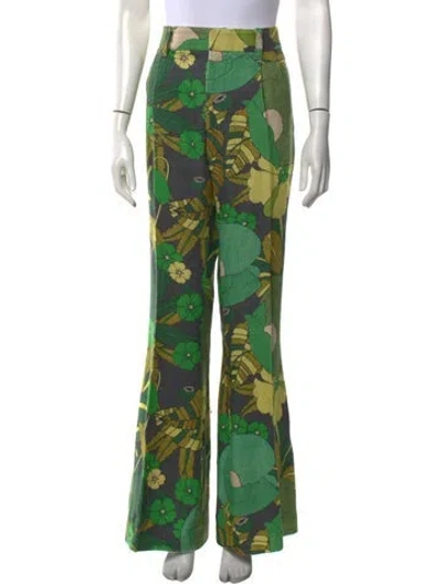Pre-owned Runway Marc Jacobs Linen Flared Pants In Green