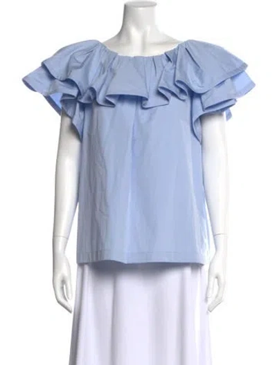 Pre-owned Runway Marc Jacobs Off-the-shoulder Short Sleeve Blouse W/ Tags In Blue