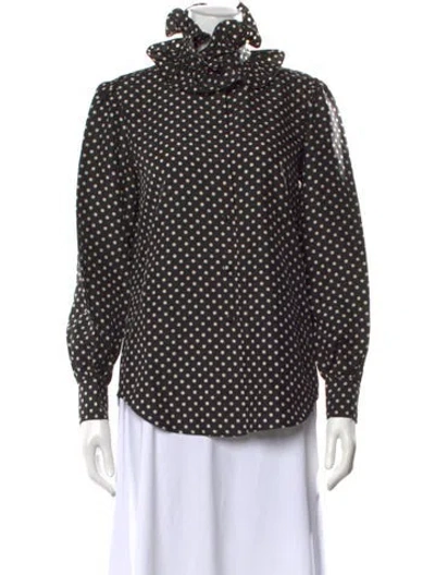 Pre-owned Runway Marc Jacobs Silk Polka Dot Print Blouse In Black
