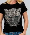 Runway Paris Tiger Jeweled Tee In Black In Multi