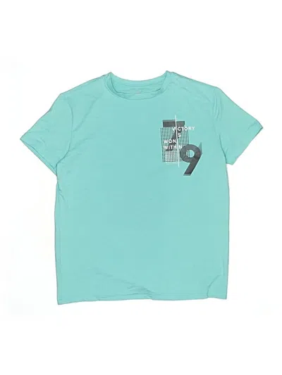 Pre-owned Runway Kids' Short Sleeve Top Teal Crew Neck Tops In Blue