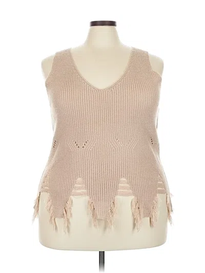 Pre-owned Runway Sleeveless Top Tan Halter Neckline Tops In Brown