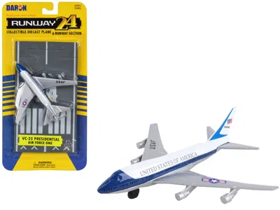 Runway24 Boeing Vc-25 Aircraft White And Blue "united States Air Force One" With Runway Section Diecast Model