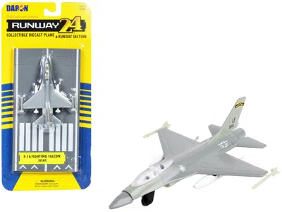 Runway24 General Dynamics F-16 Fighting Falcon Aircraft Gray "united States Air Force" With Runway Section Di In White