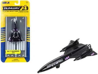 Runway24 Lockheed Sr-71 Blackbird Aircraft Black "united States Air Force" With Runway Section Diecast Model 