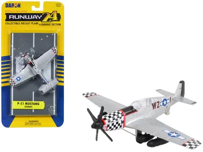 Runway24 North American P-51 Mustang Aircraft Silver Metallic "united States Army Air Force" With Runway Sect In White