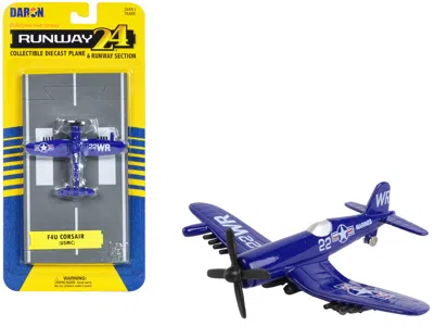 Runway24 Vought F4u Corsair Aircraft Blue "united States Marine Corps" With Runway Section Diecast Model Airp In Purple