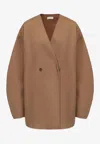 Ruohan Cocoon Oversized Wool Coat In Brown