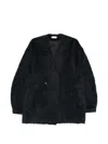 Ruohan Double-breasted Textured Oversized Jacket In Multi