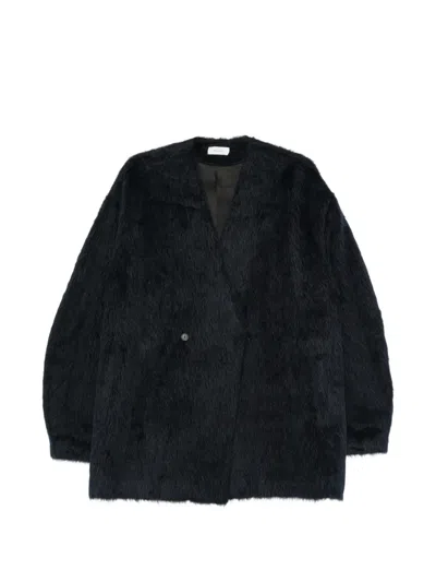 Ruohan Double-breasted Textured Oversized Jacket In Multi