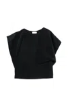 Ruohan Draped Asymmetric Blouse In Black