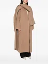 Ruohan Draped-panel Coat In Brown