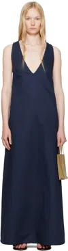 Ruohan Navy Kee Denim Maxi Dress In Navy
