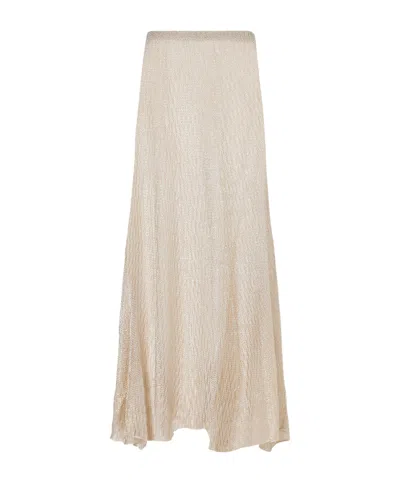 Ruohan Parasol Open-knit Flared Maxi Skirt In Neutral
