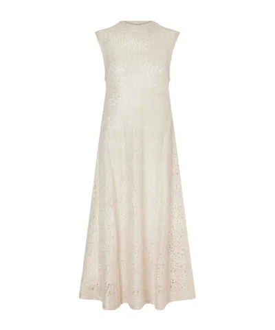 Ruohan Patmos Open-knit Midi Dress In White