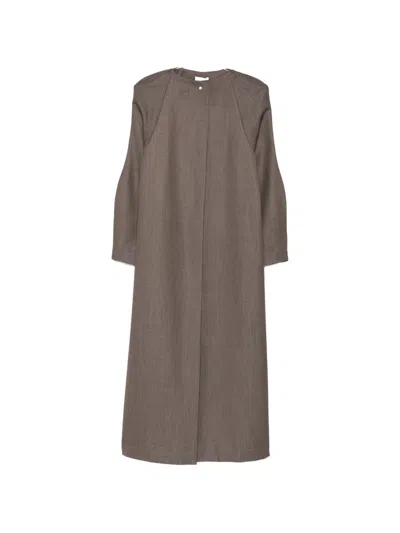 Ruohan Perim Peak-lapels Open-front Coat In Brown