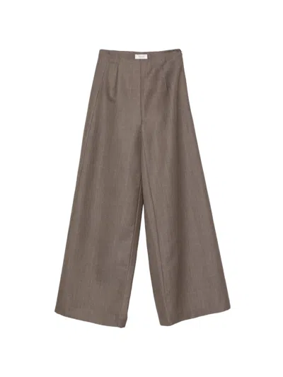 Ruohan Pleat Wool Palazzo Pants In Gray