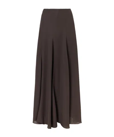 Ruohan Pleated Silk-crepe Midi Skirt In Burgundy