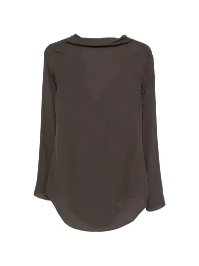 Ruohan Pussy-bow Long-sleeve Blouse In Gray
