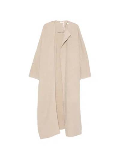 Ruohan Raas Collarless Open-front Coat In Pink