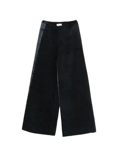 Ruohan Satin-trim Wide-leg Trousers In Blue