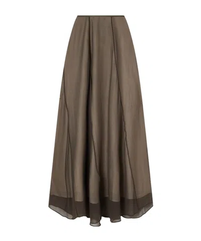Ruohan Silk-crepe De Chine Maxi Skirt In Brown