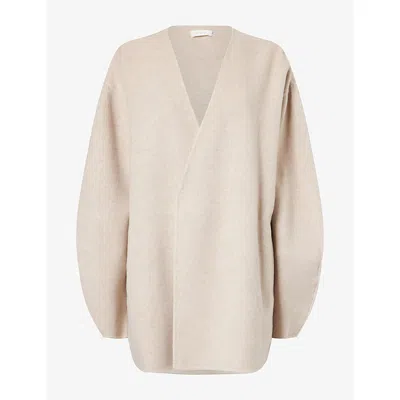 Ruohan Womens Loess Cocoon Open-front Cashmere Jacket Xs In Neutral