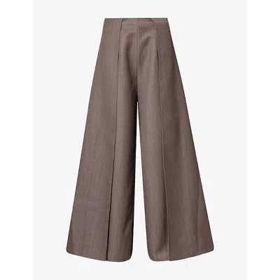 Ruohan Womens  Morea Wide-leg Wool Trousers In Brown