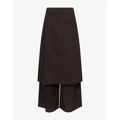 Ruohan Womens  Skirt-overlay Wool Trousers In Brown
