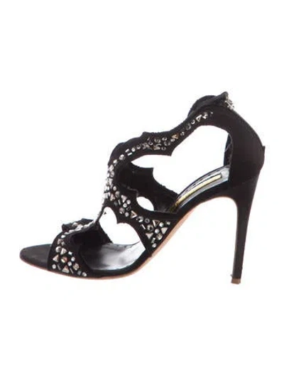 Pre-owned Rupert Sanderson Crystal Embellishments Sandals In Black