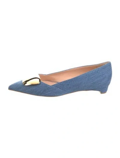 Pre-owned Rupert Sanderson Denim Flats W/ Tags In Blue
