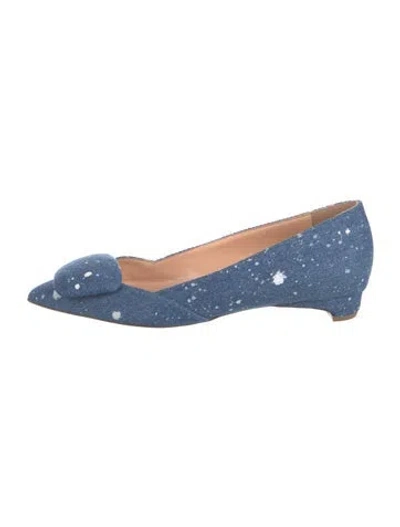Pre-owned Rupert Sanderson Denim Printed Ballet Flats In Blue