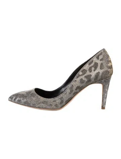 Pre-owned Rupert Sanderson Glitter Animal Print Pumps In Silver