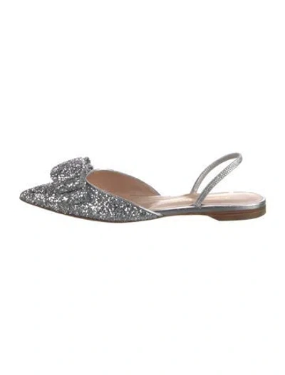 Pre-owned Rupert Sanderson Glitter Slingback Sandals In Silver