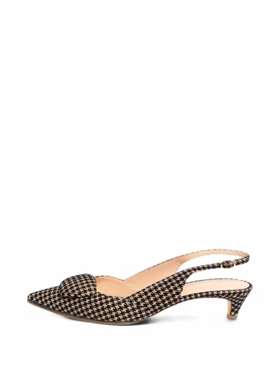 Pre-owned Rupert Sanderson Houndstooth Slingback Pumps In Black