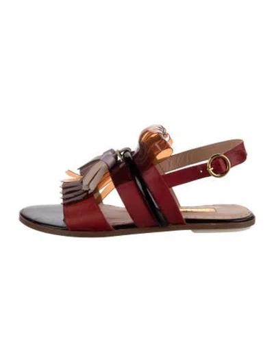Pre-owned Rupert Sanderson Leather Animal Print Gladiator Sandals In Red