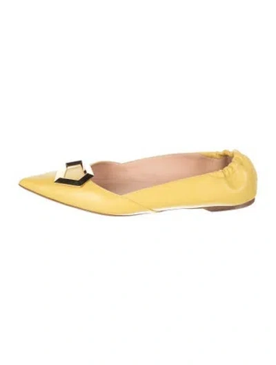 Pre-owned Rupert Sanderson Leather Ballet Flats In Yellow