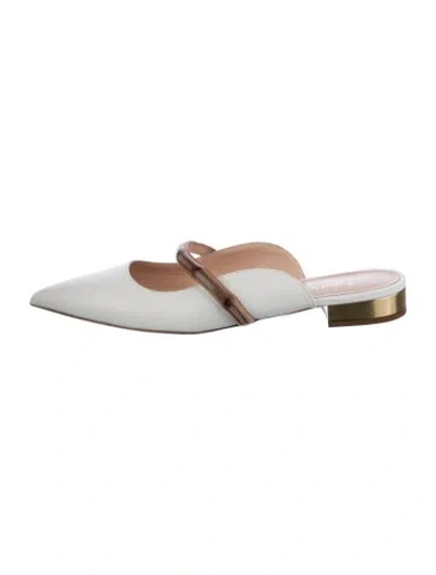 Pre-owned Rupert Sanderson Leather Colorblock Pattern Mules In White