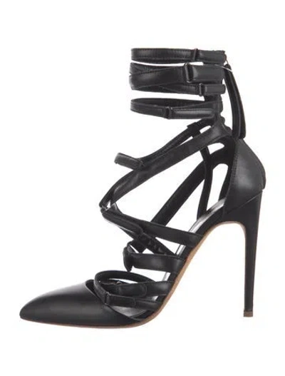 Pre-owned Rupert Sanderson Leather Cutout Accent Pumps In Black
