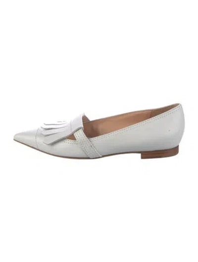 Pre-owned Rupert Sanderson Leather Fringe Trim Accent Loafers In White
