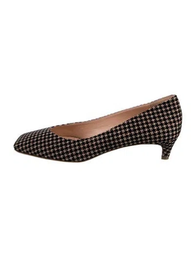 Pre-owned Rupert Sanderson Leather Houndstooth Print Pumps In Black