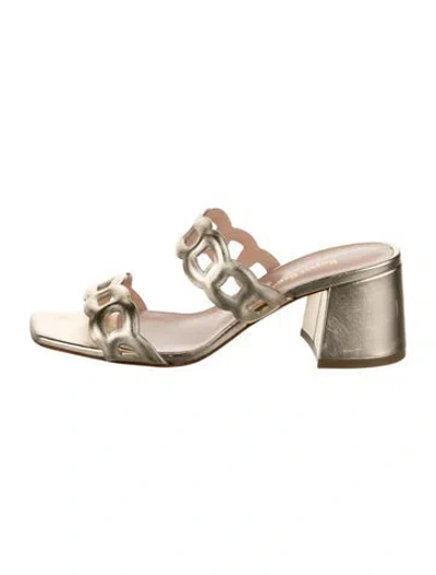Pre-owned Rupert Sanderson Leather Lasercut Accents Slides In Gold