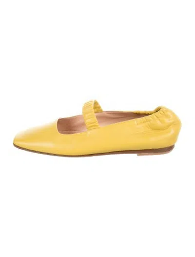 Pre-owned Rupert Sanderson Leather Mary Jane Flats In Yellow