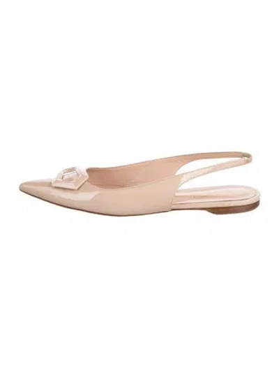 Pre-owned Rupert Sanderson Leather Slingback Flats In Neutrals