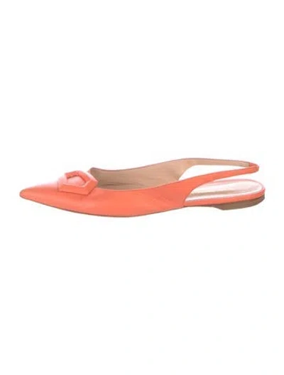 Pre-owned Rupert Sanderson Leather Slingback Flats In Orange