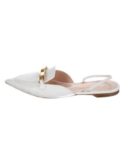 Pre-owned Rupert Sanderson Leather Slingback Flats In White