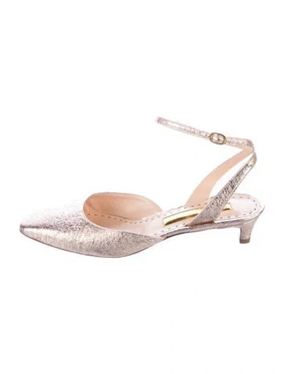 Pre-owned Rupert Sanderson Leather Slingback Pumps In Gold