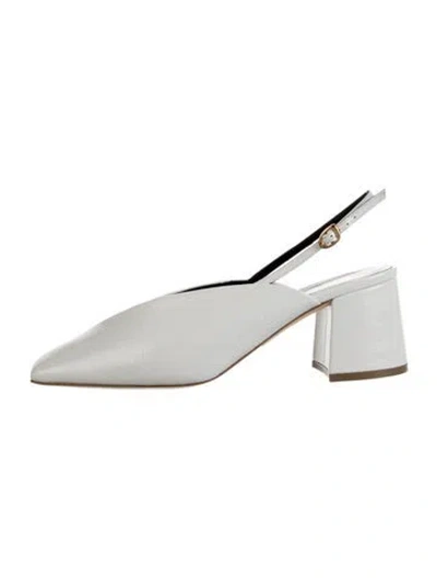 Pre-owned Rupert Sanderson Leather Slingback Pumps In White